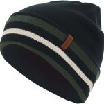 KNITDAY Men's Black Cuffed Running Golf Beanie Winter Hat for Men, Knitted Stripes Headband Pattern Cuff Beenie Skull Cap